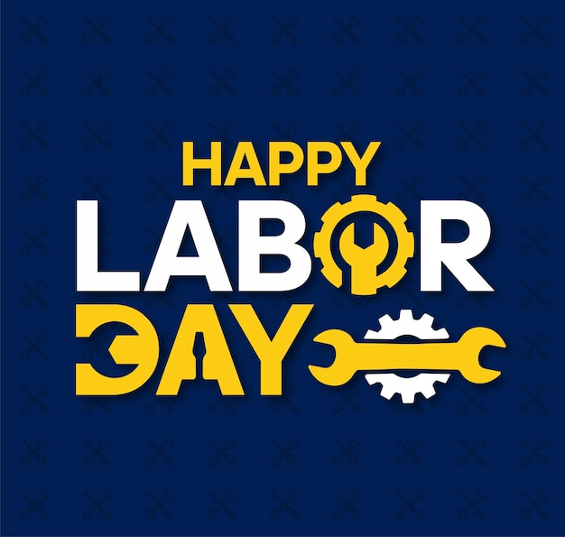 Vector happy labor day background with wrench