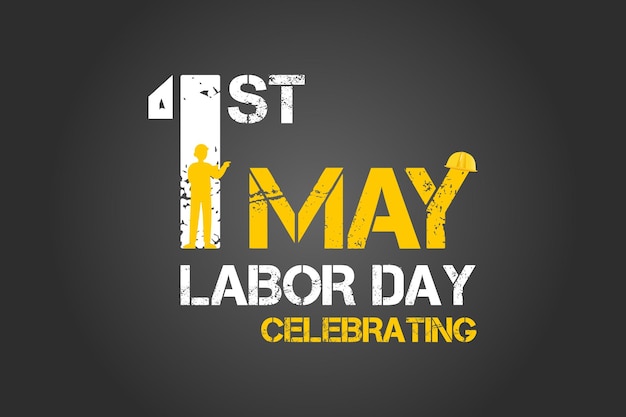 Vector happy labor day background with a yellow worker's helmet