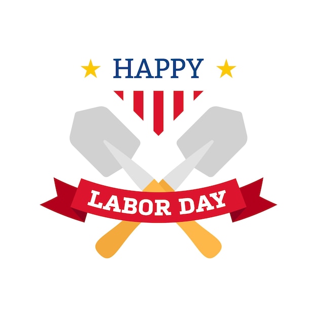 Happy labor day banner isolated on white background