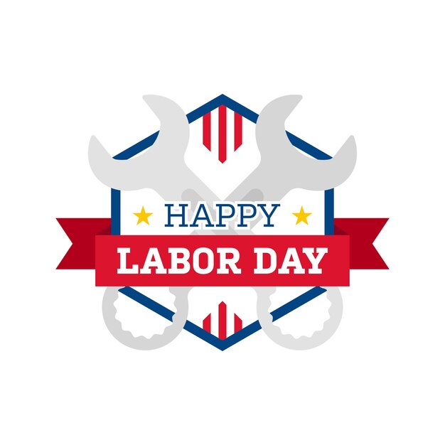 Vector happy labor day banner isolated on white background