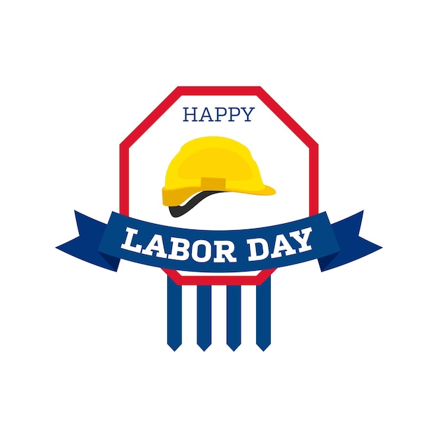 Vector happy labor day banner isolated on white background