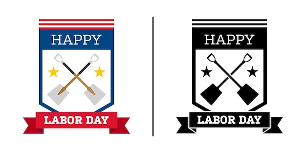 Happy labor day banner isolated on white background