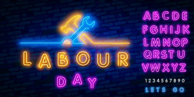 Vector happy labor day banner, logo, emblem and label.