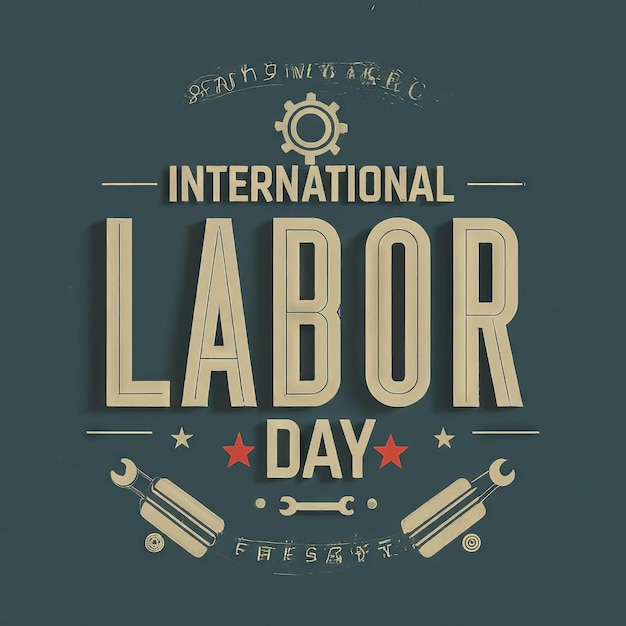 happy labor day banner with tools and lettering on dark background vector design illustration