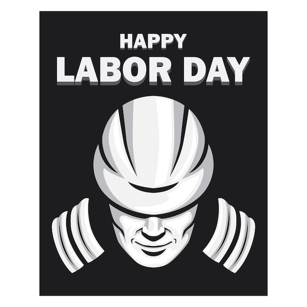 Happy labor day black and white worker illustration vector image