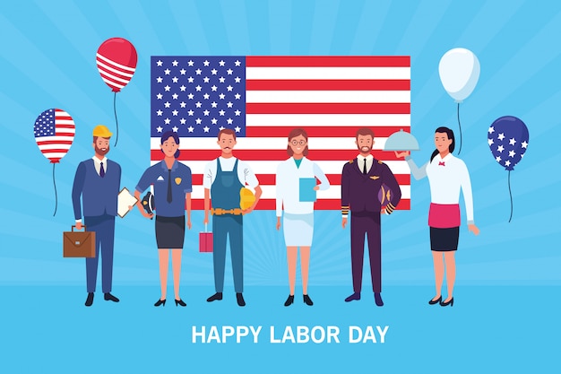 Vector happy labor day card, usa holiday