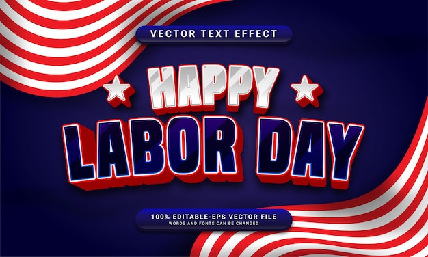 Vector happy labor day editable text style effect themed celebration of the labor day