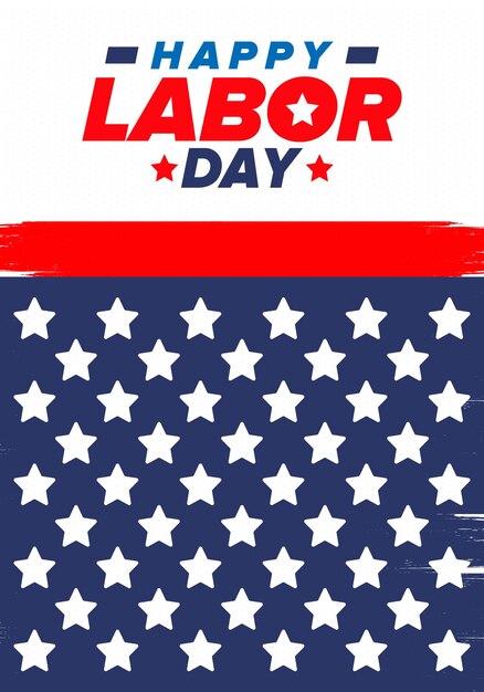 С Днем труда, федеральный праздник в США, американское рабочее движение, патриотическое векторное искусство