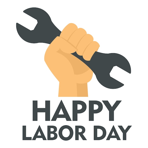 Happy labor day key in hand logo icon Flat illustration of happy labor day key in hand vector logo icon for web design isolated on white background