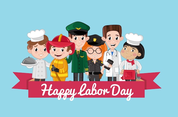 Happy labor day postcard template