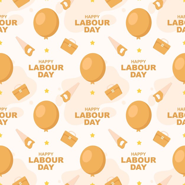 Happy Labor Day Seamless Pattern Design Illustration with Element Template Hand Drawn