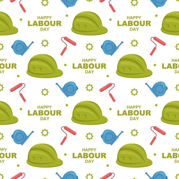 Happy Labor Day Seamless Pattern Illustration with Different Professions in Element Template