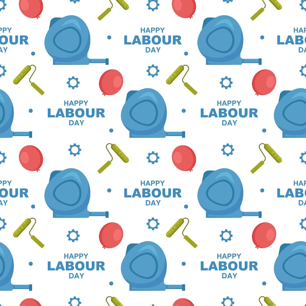 Happy Labor Day Seamless Pattern Illustration with Different Professions in Element Template