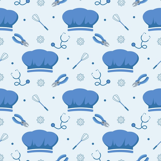 Happy Labor Day Seamless Pattern Illustration with Different Professions in Element Template