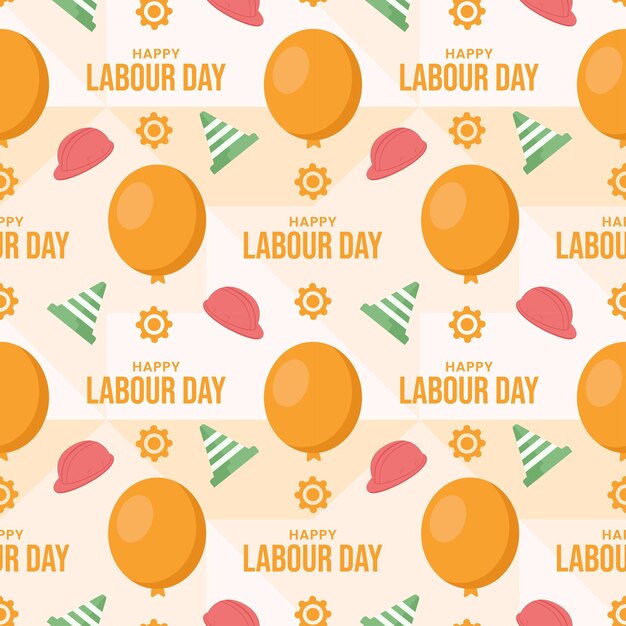 Happy Labor Day Seamless Pattern Illustration with Different Professions in Element Template