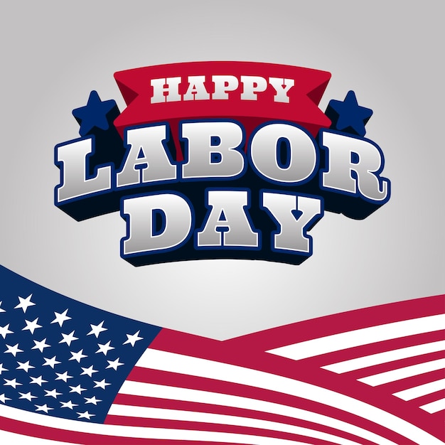 Vector happy labor day typography american flag decoration for web or print vector design element