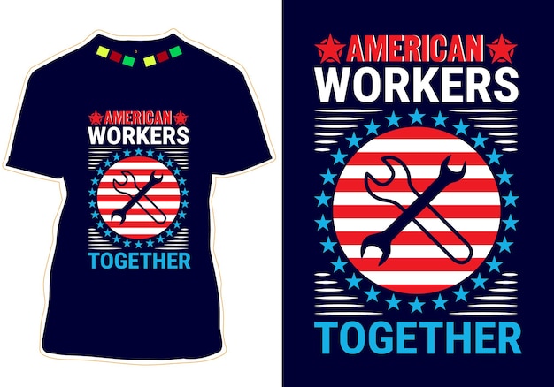 해피 노동절 타이포그래피 티셔츠 디자인