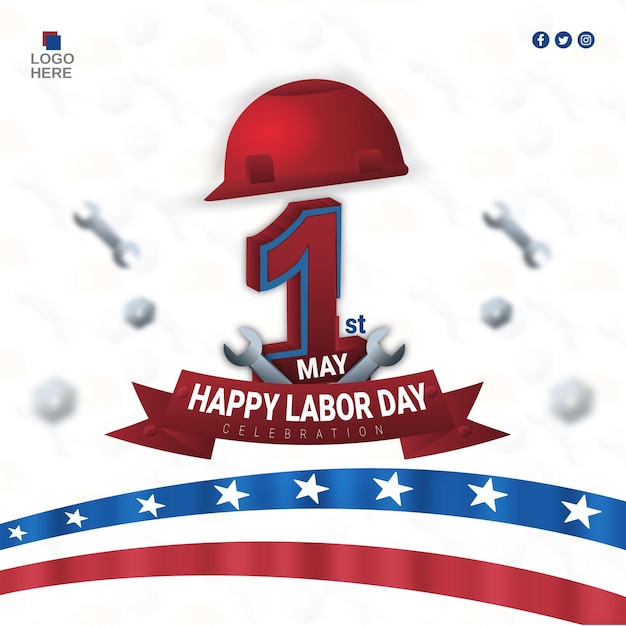 Vettore happy labor day unique social media post concept modello di post banner instagram con gradiente elegante