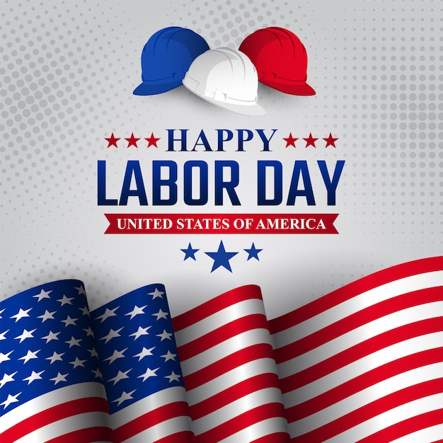 Happy labor day vector greeting card or invitation card. united\
states national holiday illustration