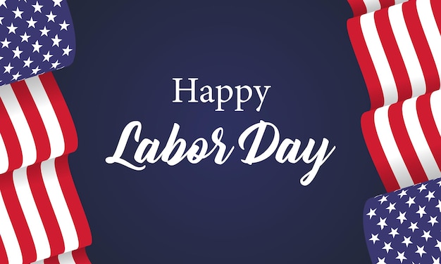 Happy Labor day vector illustration Beautiful USA flag on dark blue background