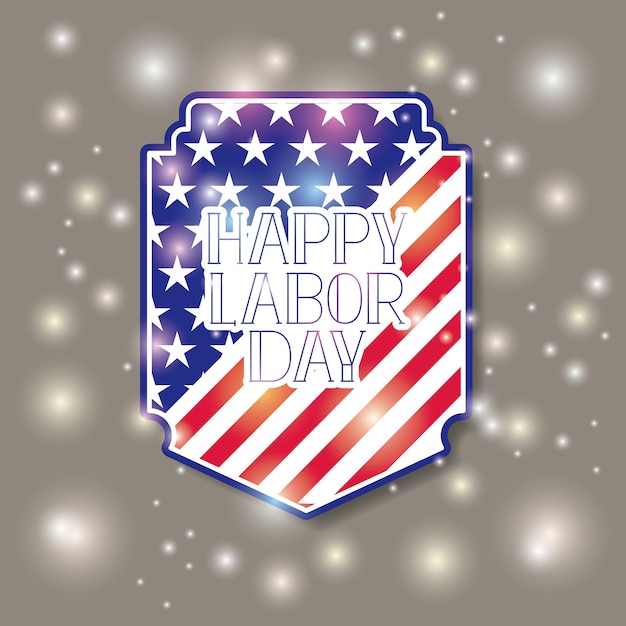 Vector happy labor day with usa flag frame