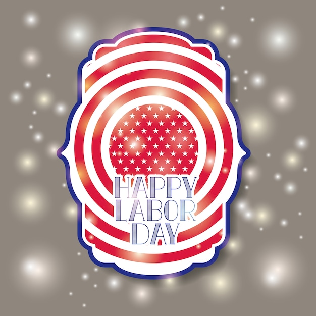 Vector happy labor day with usa flag frame