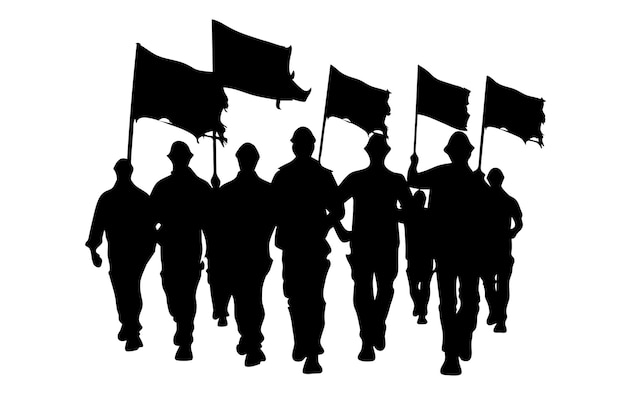 Happy labor day worker marching silhouette 1st may celebration of labor vector illustration