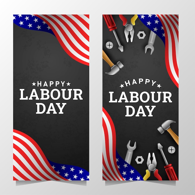 Vector happy labour day background with american flag yellow stripe and tools