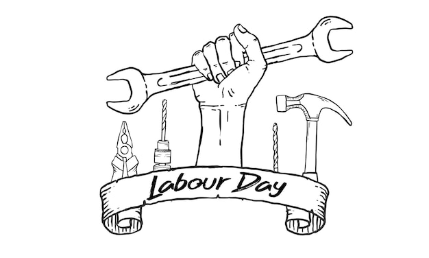 Banner happy labor day 1° maggio modello di progettazione illustrazione vettoriale