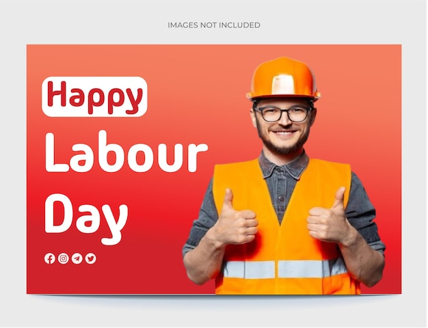 Modello di banner di happy labor day e post sui social media del giorno del lavoro