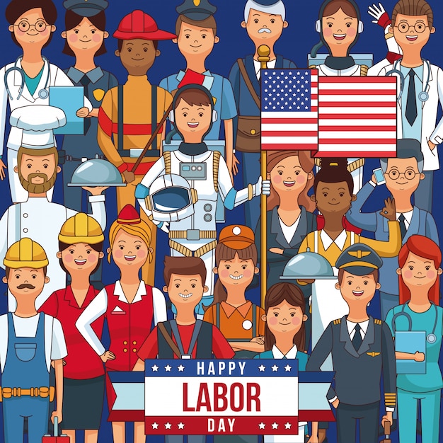 Happy labour day card Man hoofd gezichtsloos