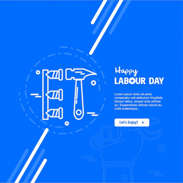 Happy labour day design with blue theme vector