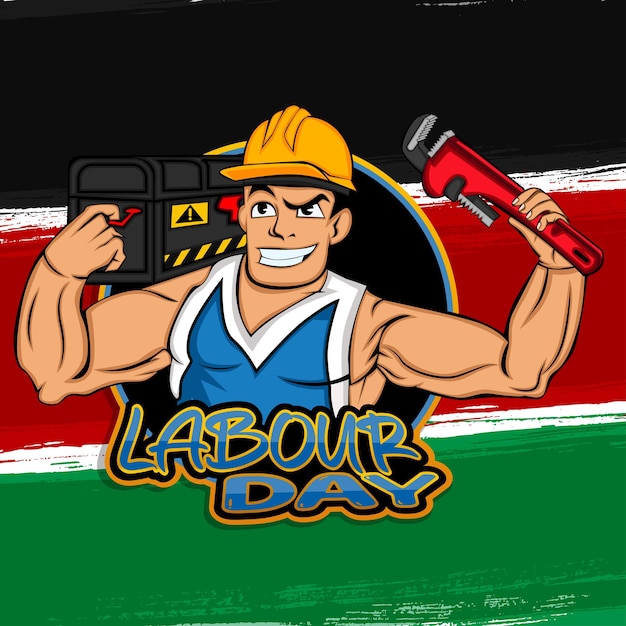 Vector happy labour day mascot design