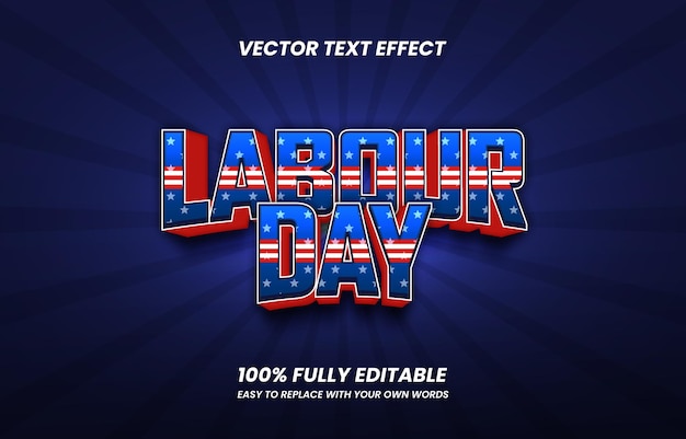 Vector happy labour day text effect