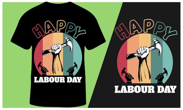 ベクトル 男性と女性のベクトル図の幸せな労働者の日 t シャツ デザイン