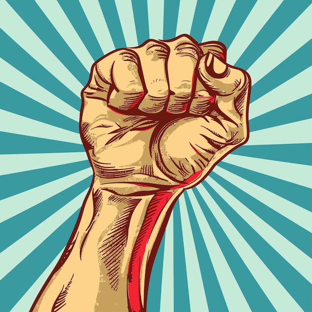 Vettore happy_labour_day_vector_label_with_strong_protest