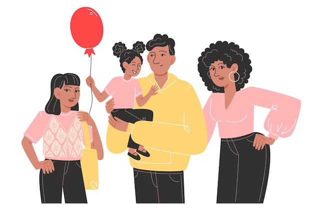 Happy large family standing next to each other