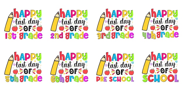 Happy last day of school t shirt design bundle