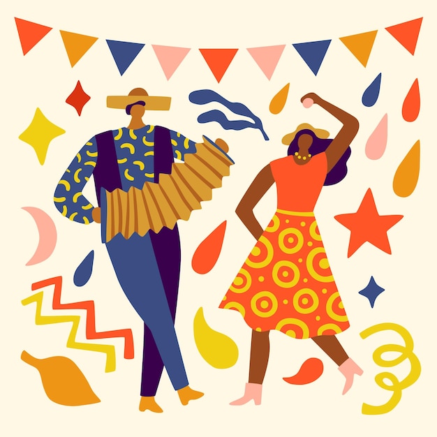 Vector happy latino people dancing traditional holiday or festival