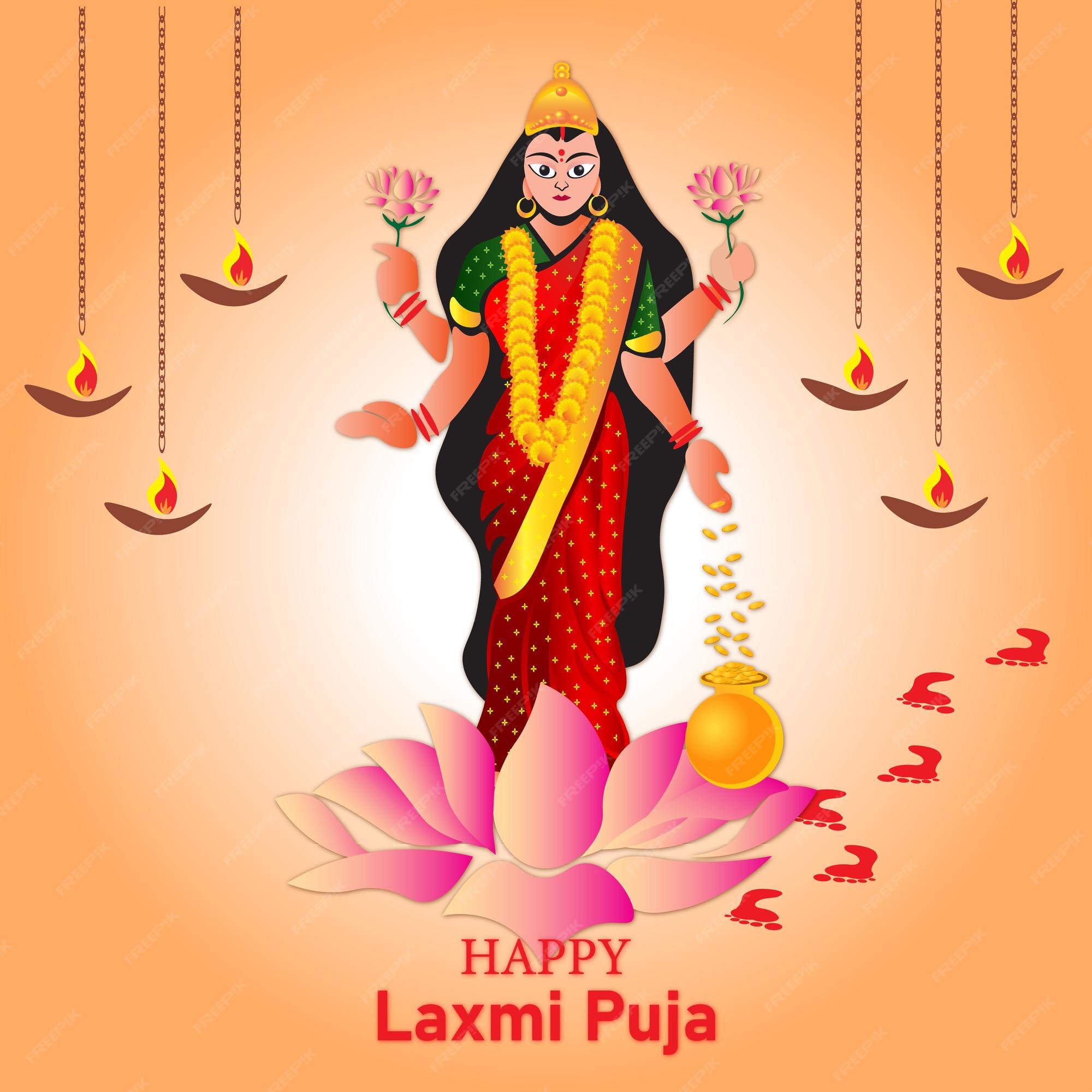 Premium Vector Happy laxmi puja