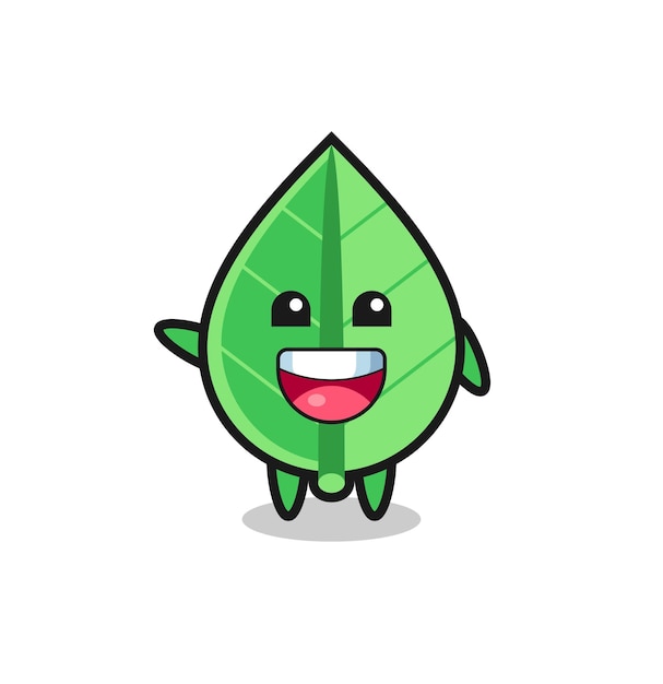 Happy leaf cute mascot character  cute design