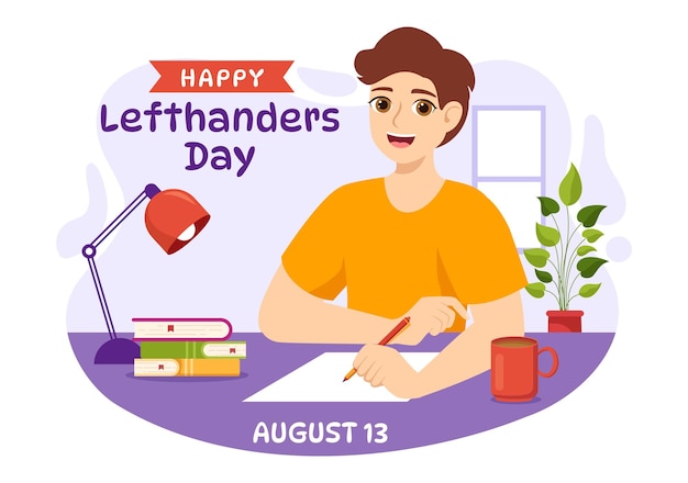 Happy LeftHanders Day Celebration Illustration with Raise Awareness of Pride in Being Left Handed