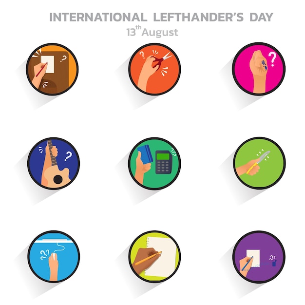 Happy lefthanders day lefthanded character illustration