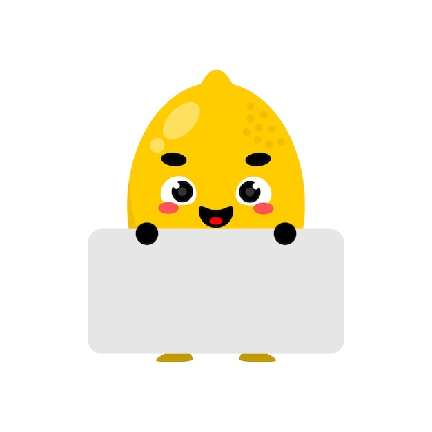 Vector happy lemon mascot holding banner