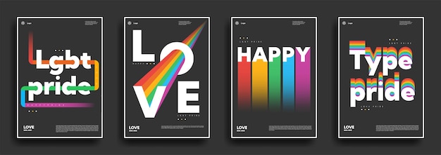 Vector happy lgbt pride colorful backgrounds with gradient lines for flyer poster brochure typography