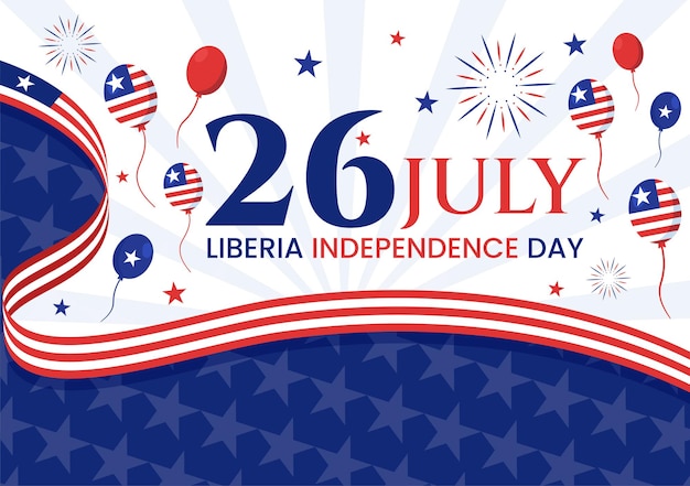 Happy Liberia Independence Day Vector Illustratie met zwaaiende vlag in nationale feestdagsjablonen