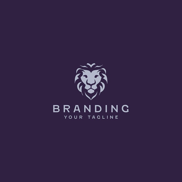 Vector happy lion head logo design template
