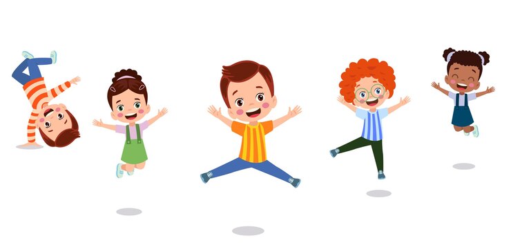 Vector happy little children having fun