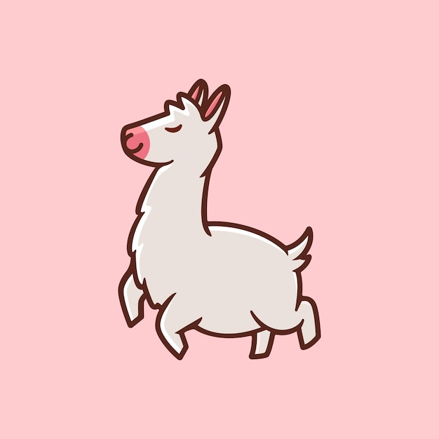 Vector happy little cute llama cartoon character illustration