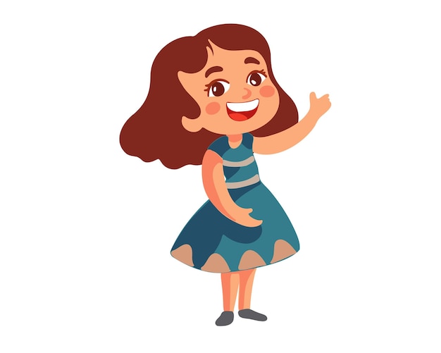 Happy little girl vector illustration